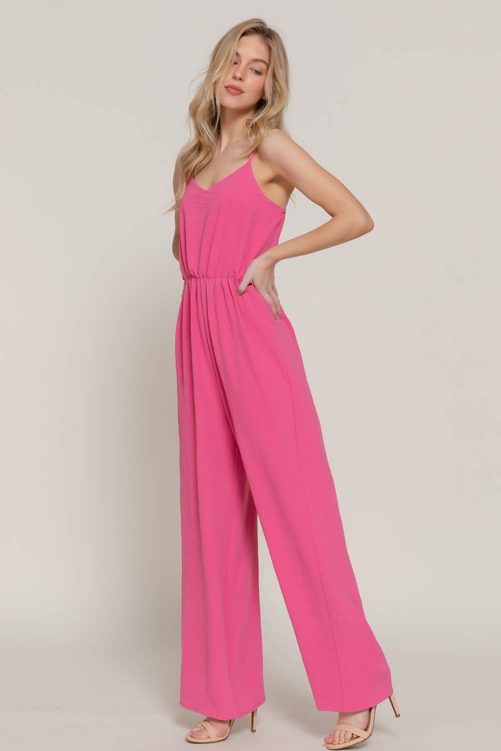 Pink Woven Cami Jumpsuit