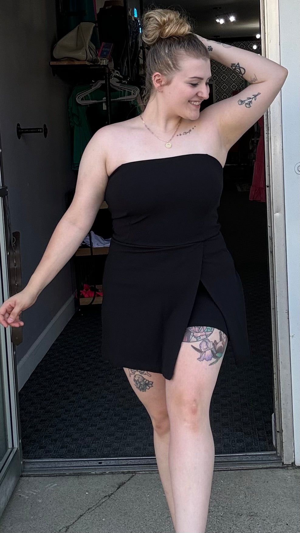 Sexy Strapless Skort Romper