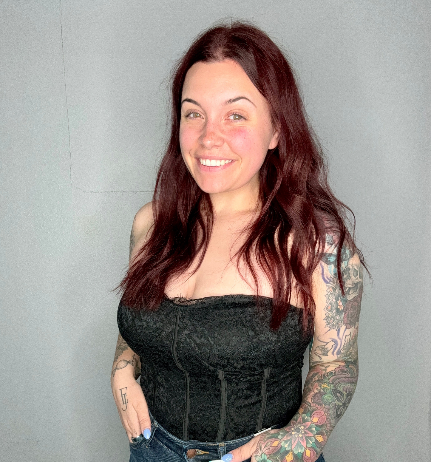 Black Lace Strapless Bodysuit