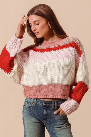 Colorful Stripe Textured Sweater