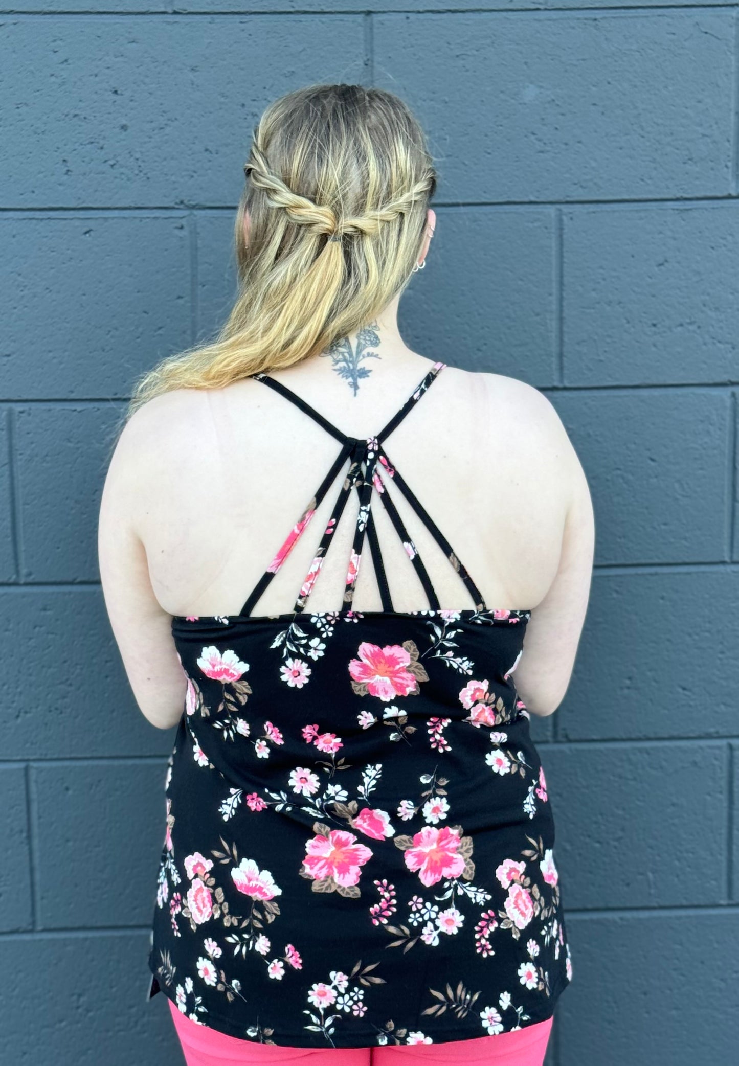 Floral Strappy Back Tank Top
