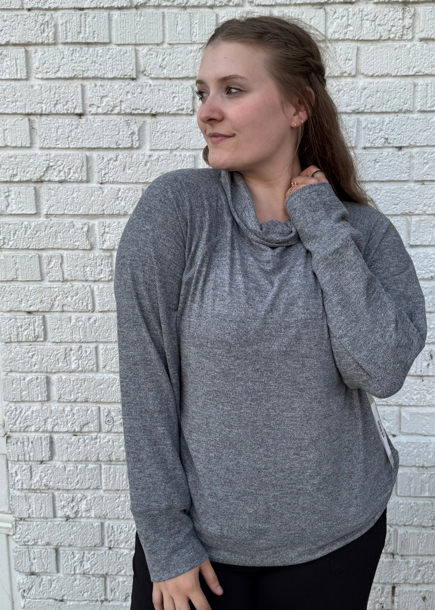 Mono B Brushed Cowl Neck Pullover