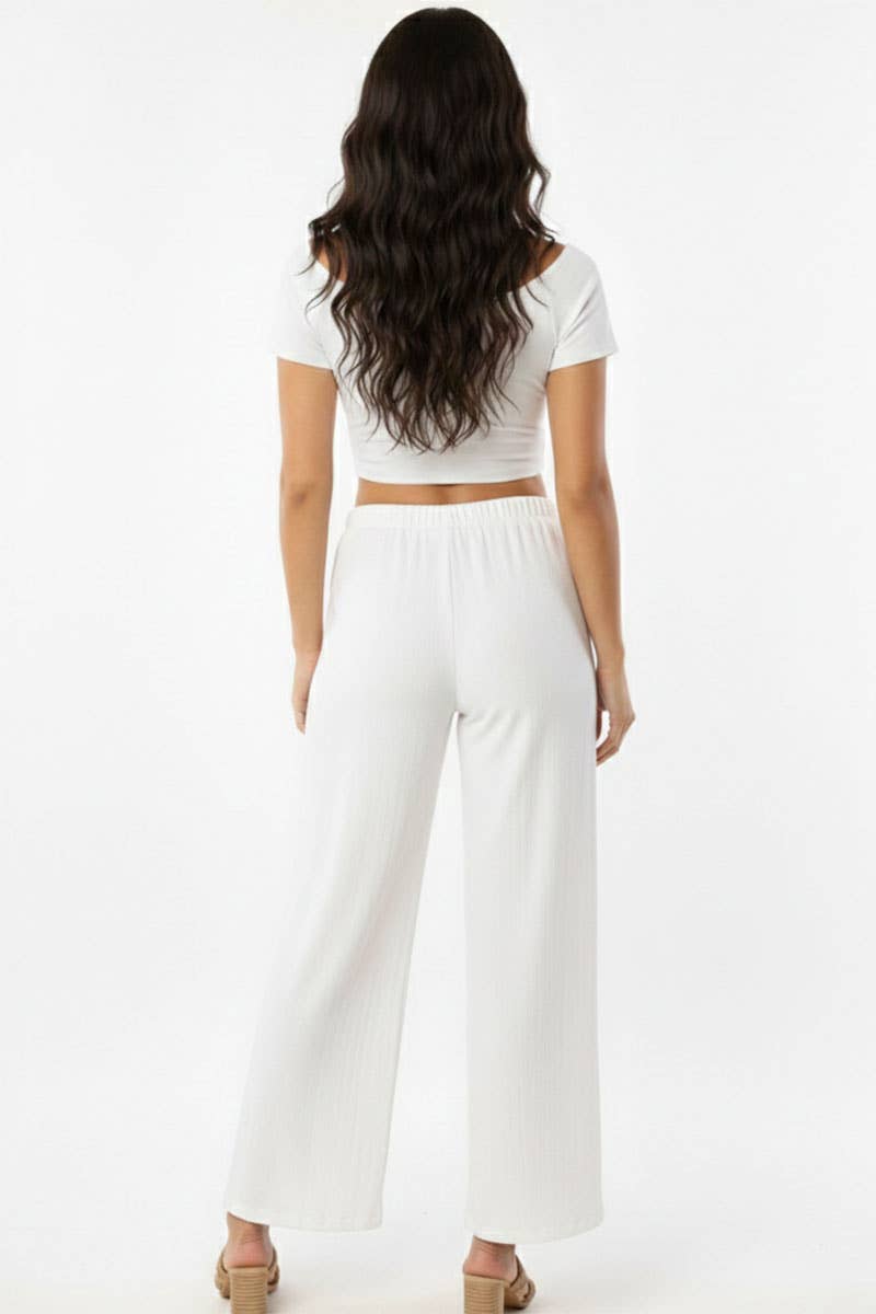 White Relaxed Fit Wide-Leg Pants