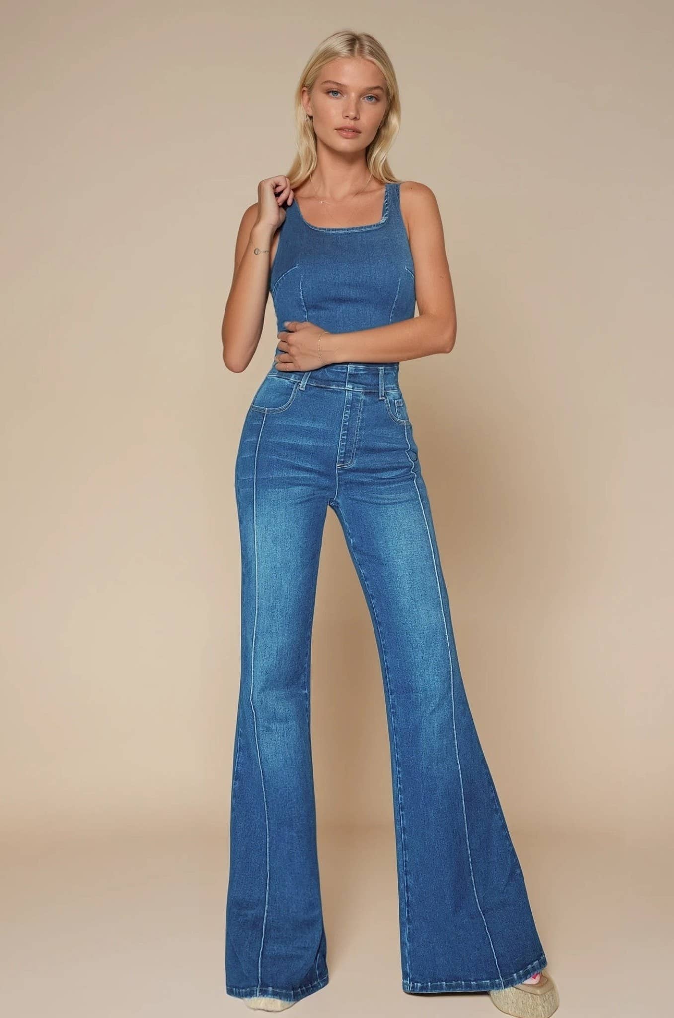 Sleeveless Stretch Wide Leg Jumpsuit