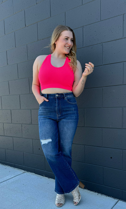 Plus Ribbed Cropped Tank