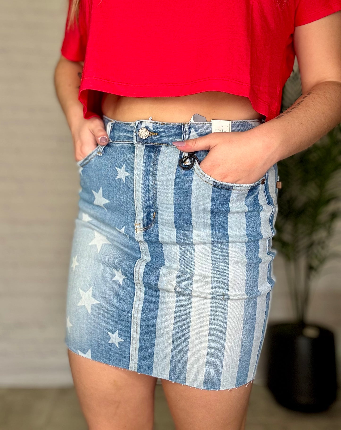 Judy Blue Stretchy Star & Stripe Skirt
