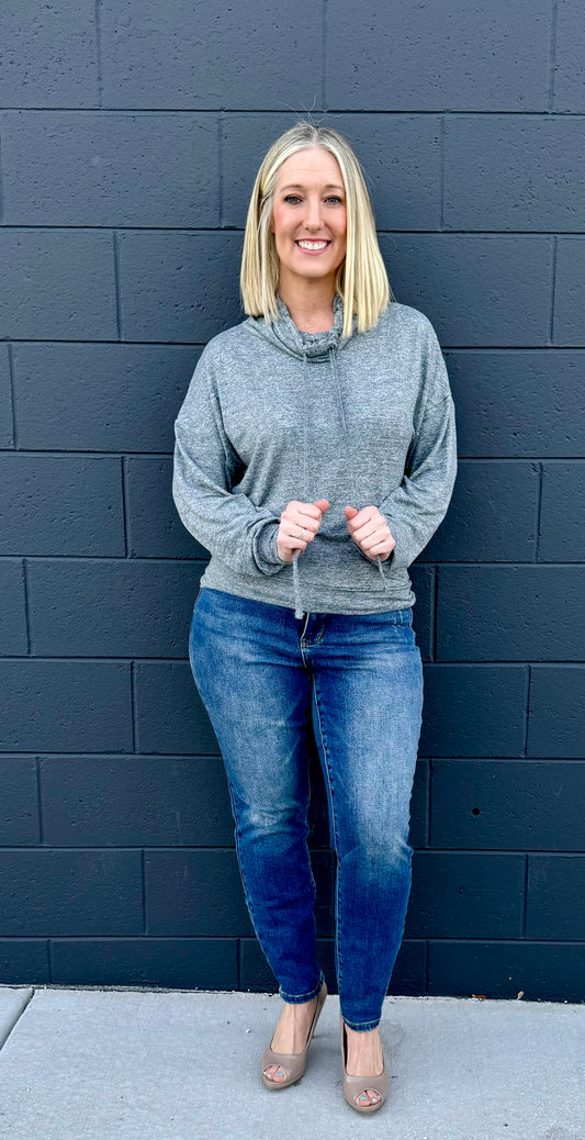 Mono B Brushed Cowl Neck Pullover