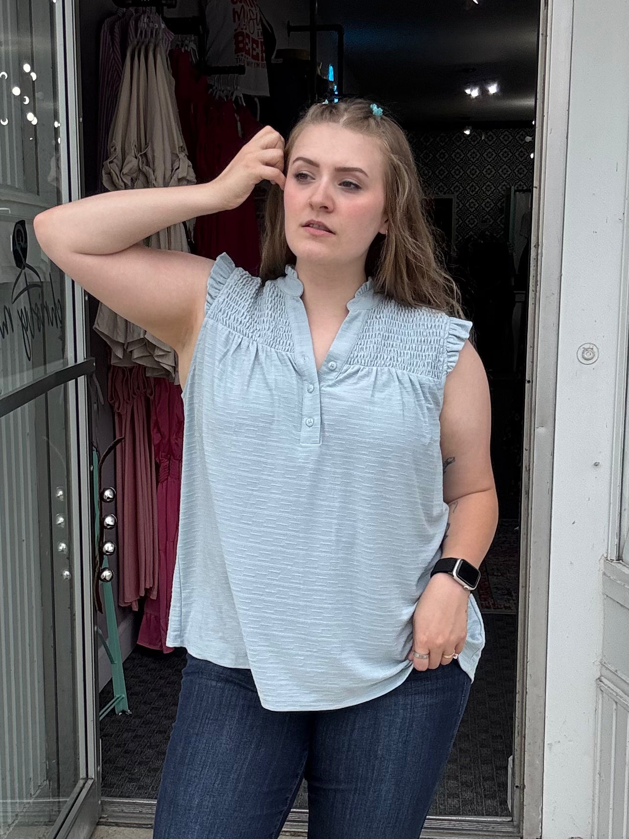 Textured Flirty Tank