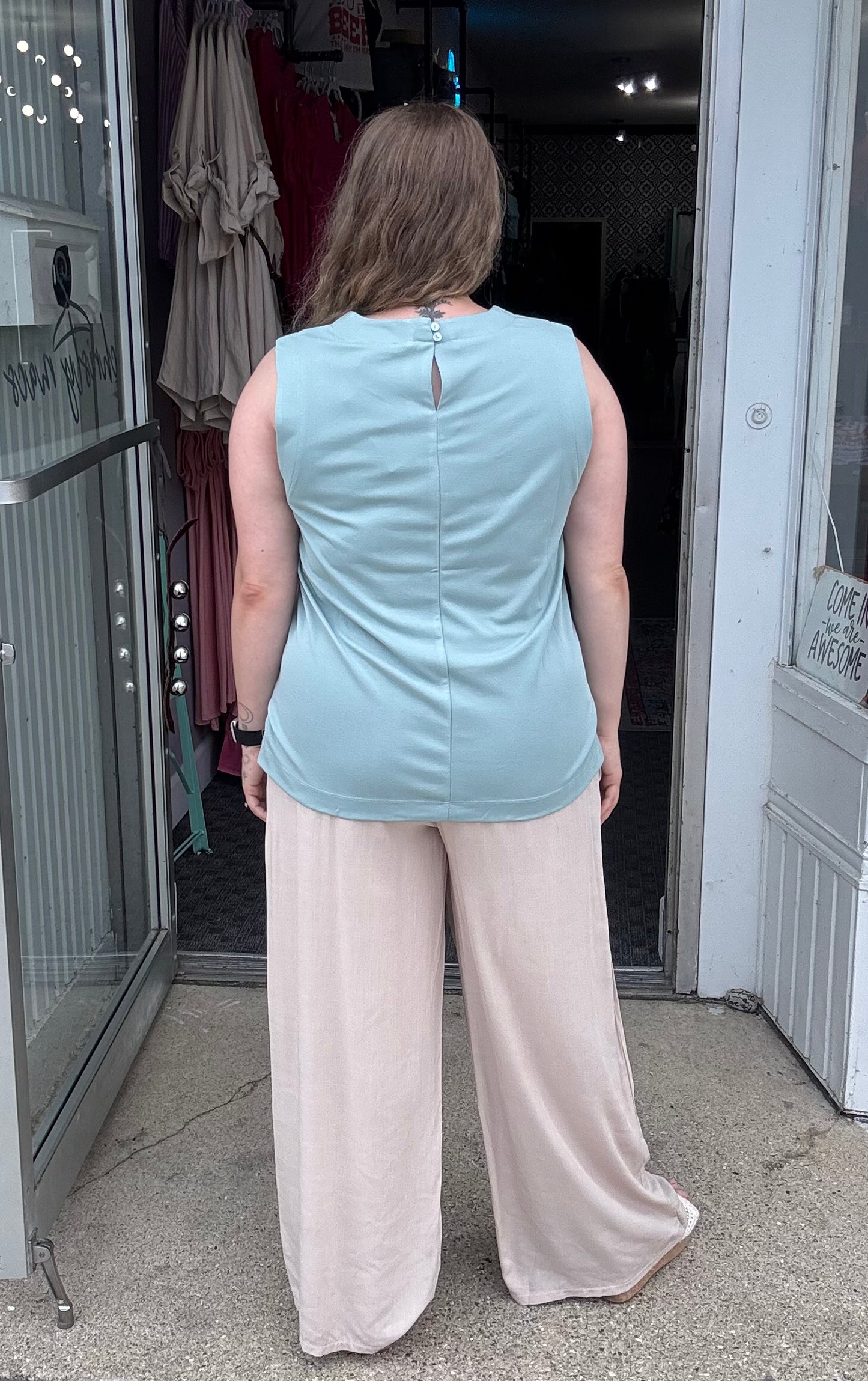 Sea Green Jersey Knit Tanktop