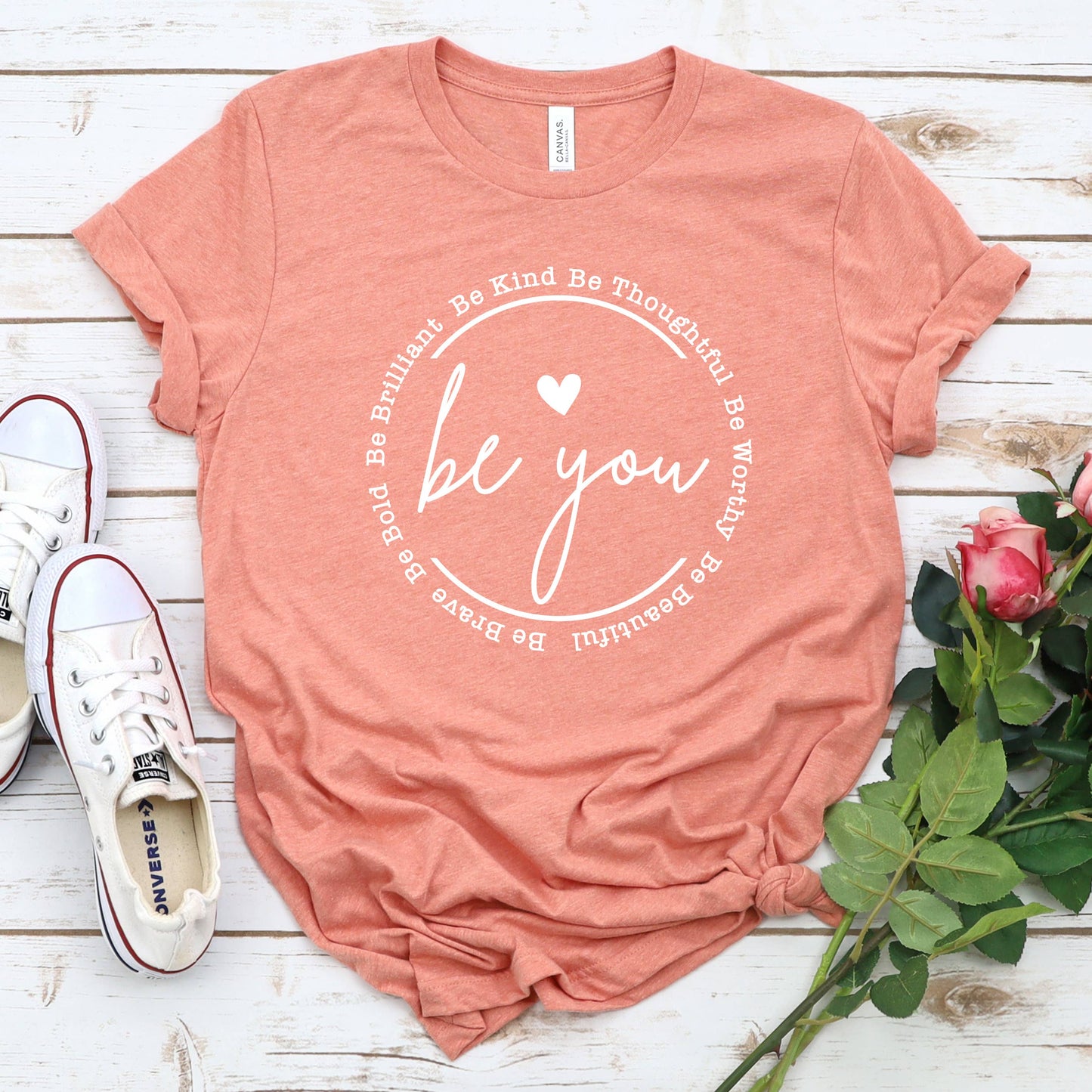 Be You Be Kind Be Brave Inspirational Faith Graphic T-Shirt