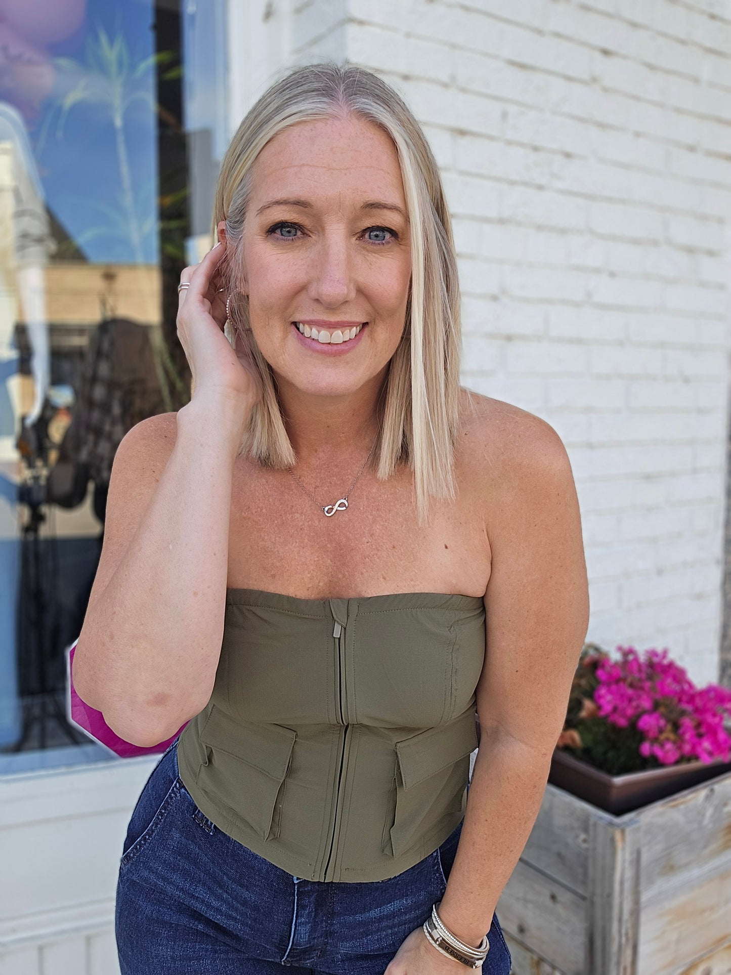 Cargo Front Zipper Tube Top