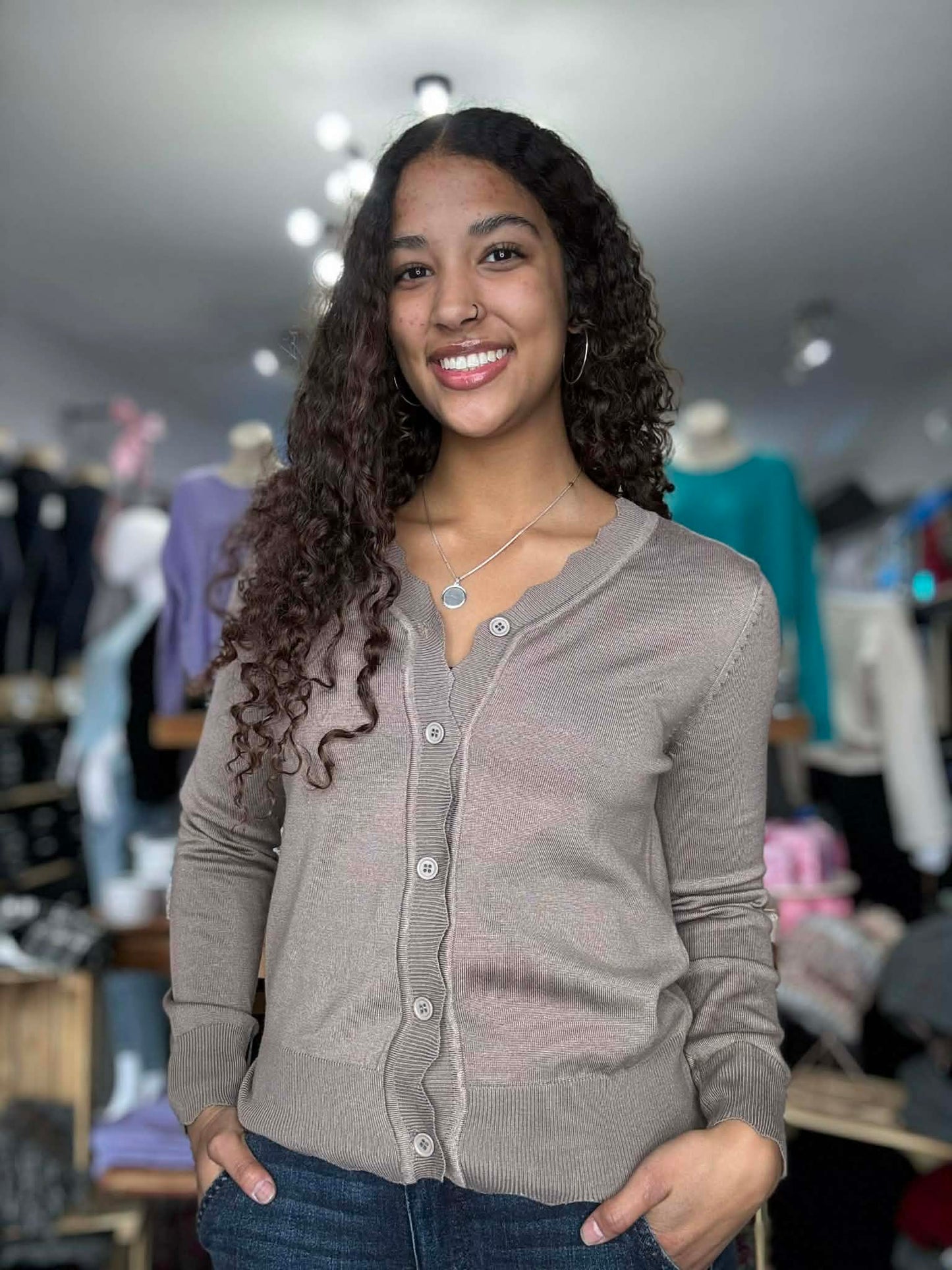 Lightweight Scalloped Cardigan