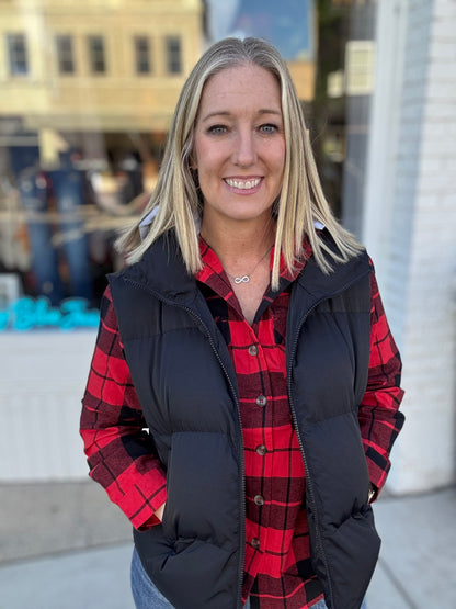 Oversized Plaid Shirt W/Hoodie