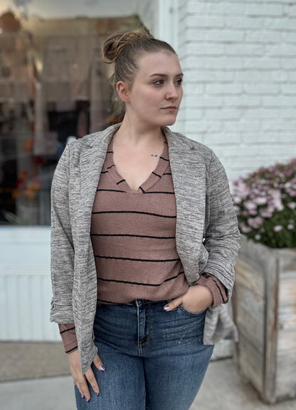 Classy Knit Toffee Blazer