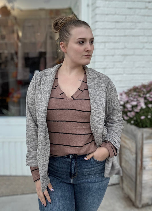 Classy Knit Toffee Blazer