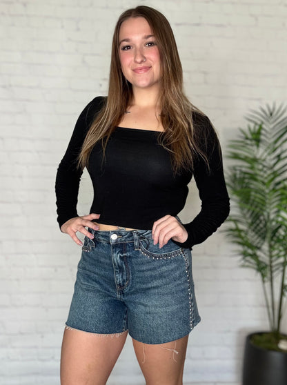 Judy Blue HW Dome Studded Shorts
