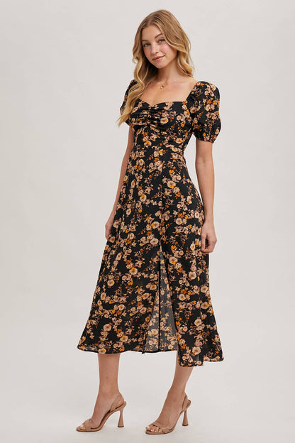 Floral Sweetheart Neck Maxi Dress