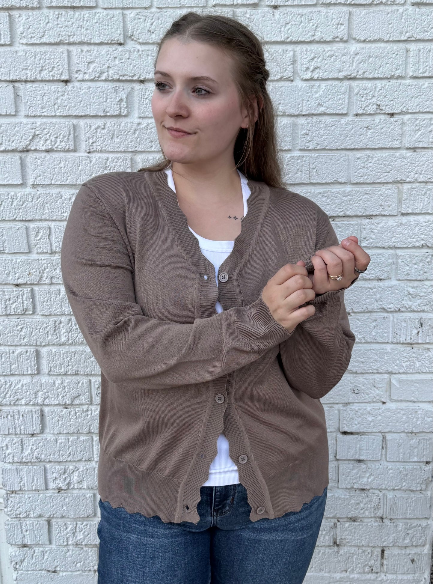 Lightweight Scalloped Cardigan