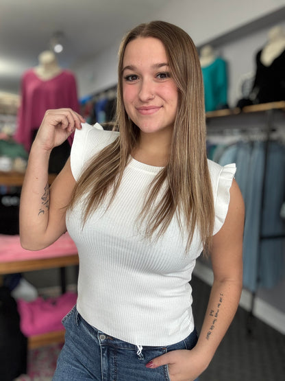 Ruffle Trim Sweater Tank