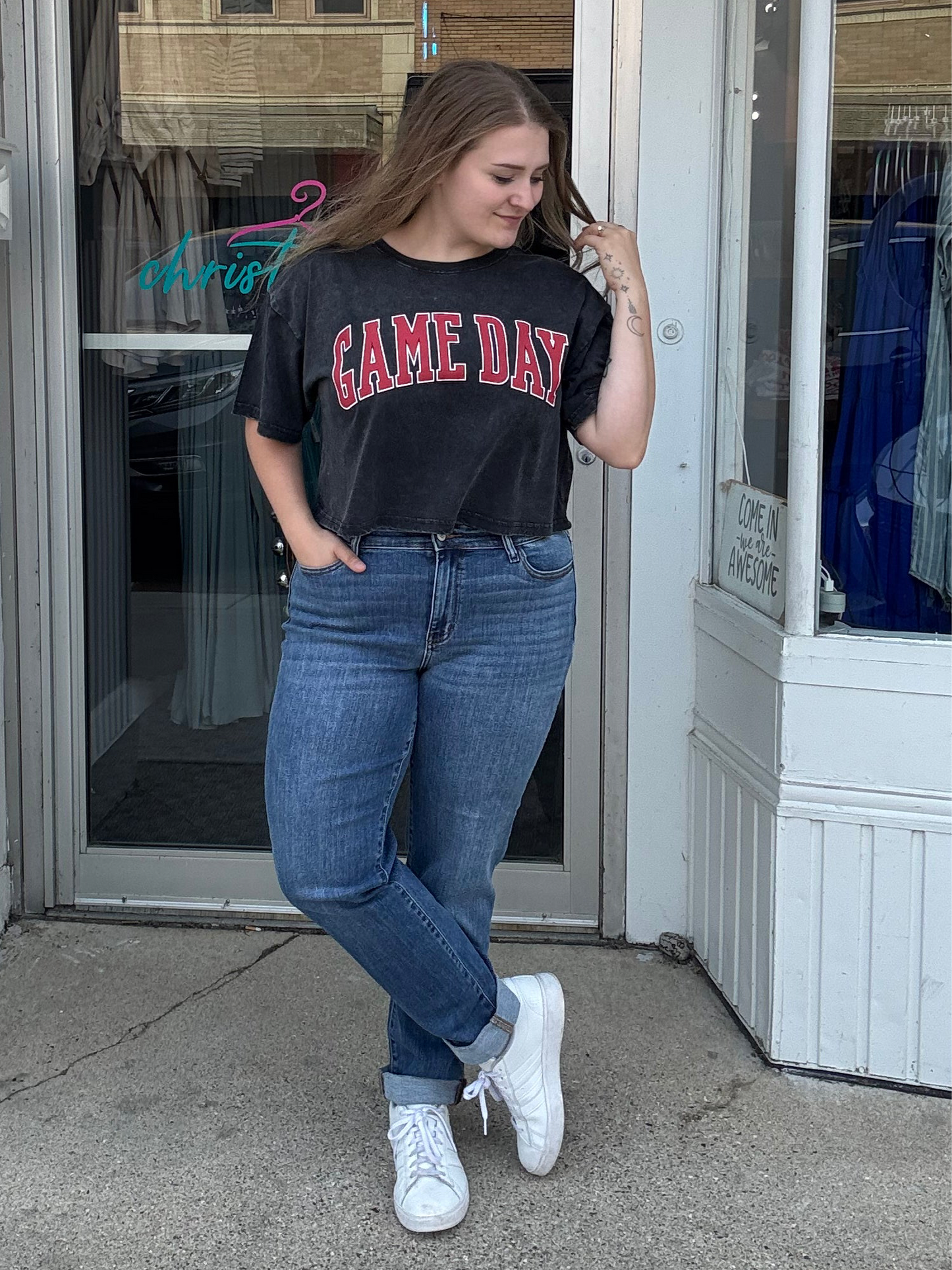 Game Day Puff Vintage Graphic Crop Top