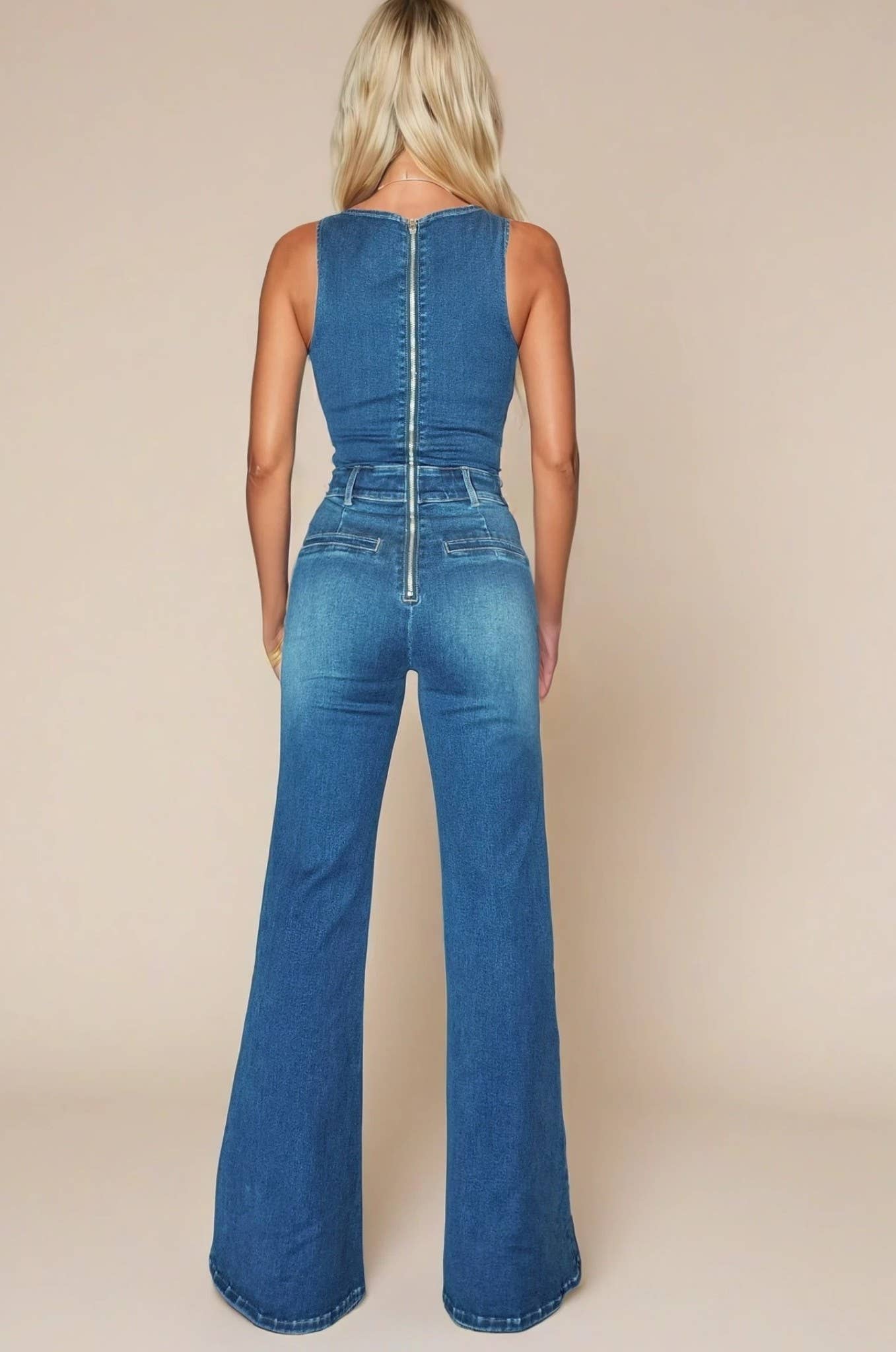 Sleeveless Stretch Wide Leg Jumpsuit