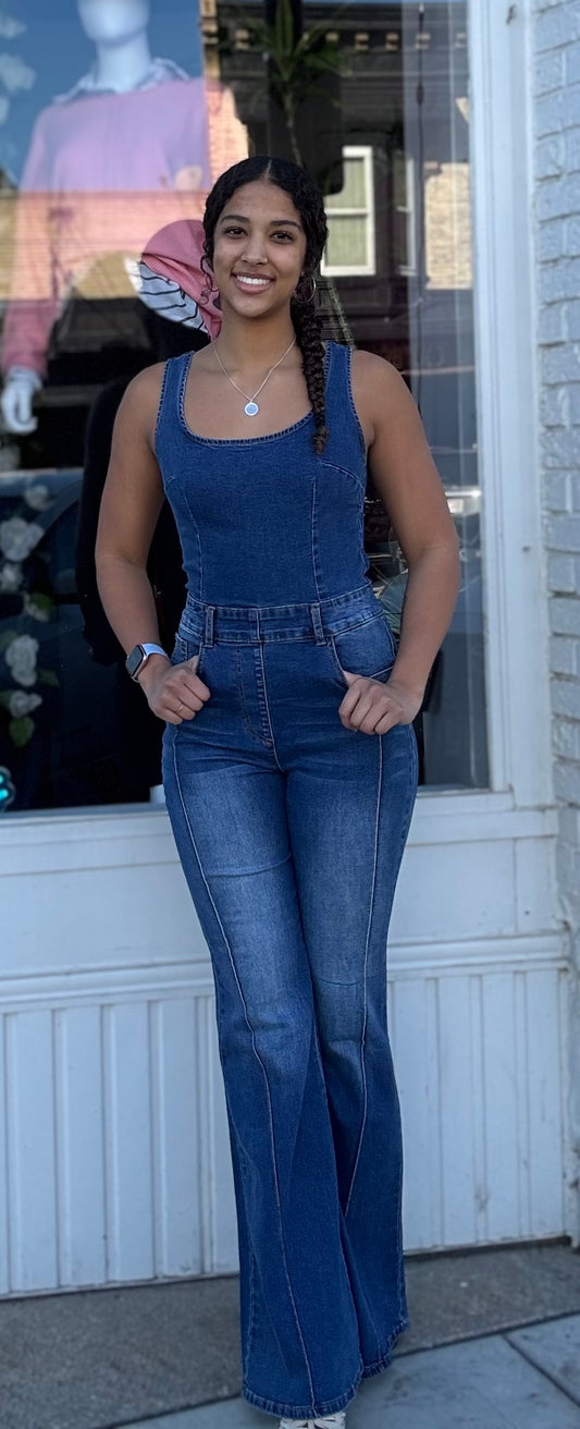 Sleeveless Stretch Wide Leg Jumpsuit