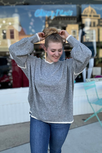 Oversized Grey Contrast Sweater