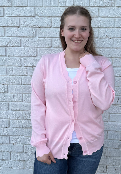 Lightweight Scalloped Cardigan