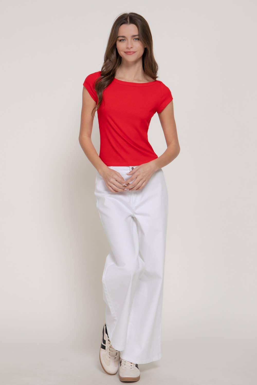 Cap Sleeve Rib Knit Top