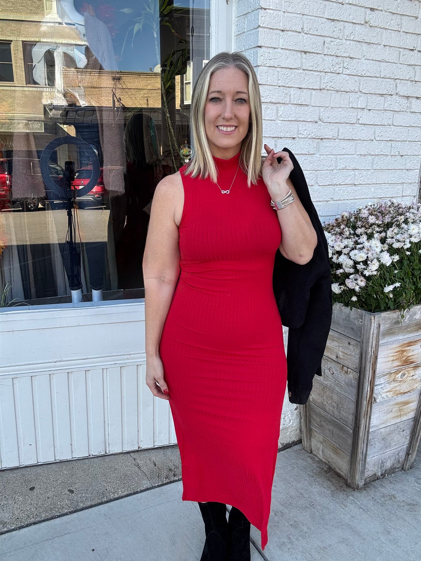 Ribbed Sleeveless Bodycon Dress