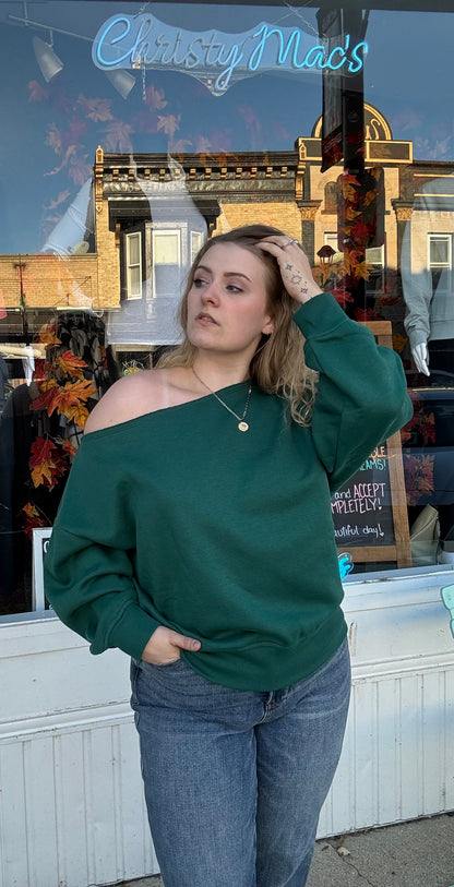 Sexy Off The Shoulder Fleece Sweatshirt