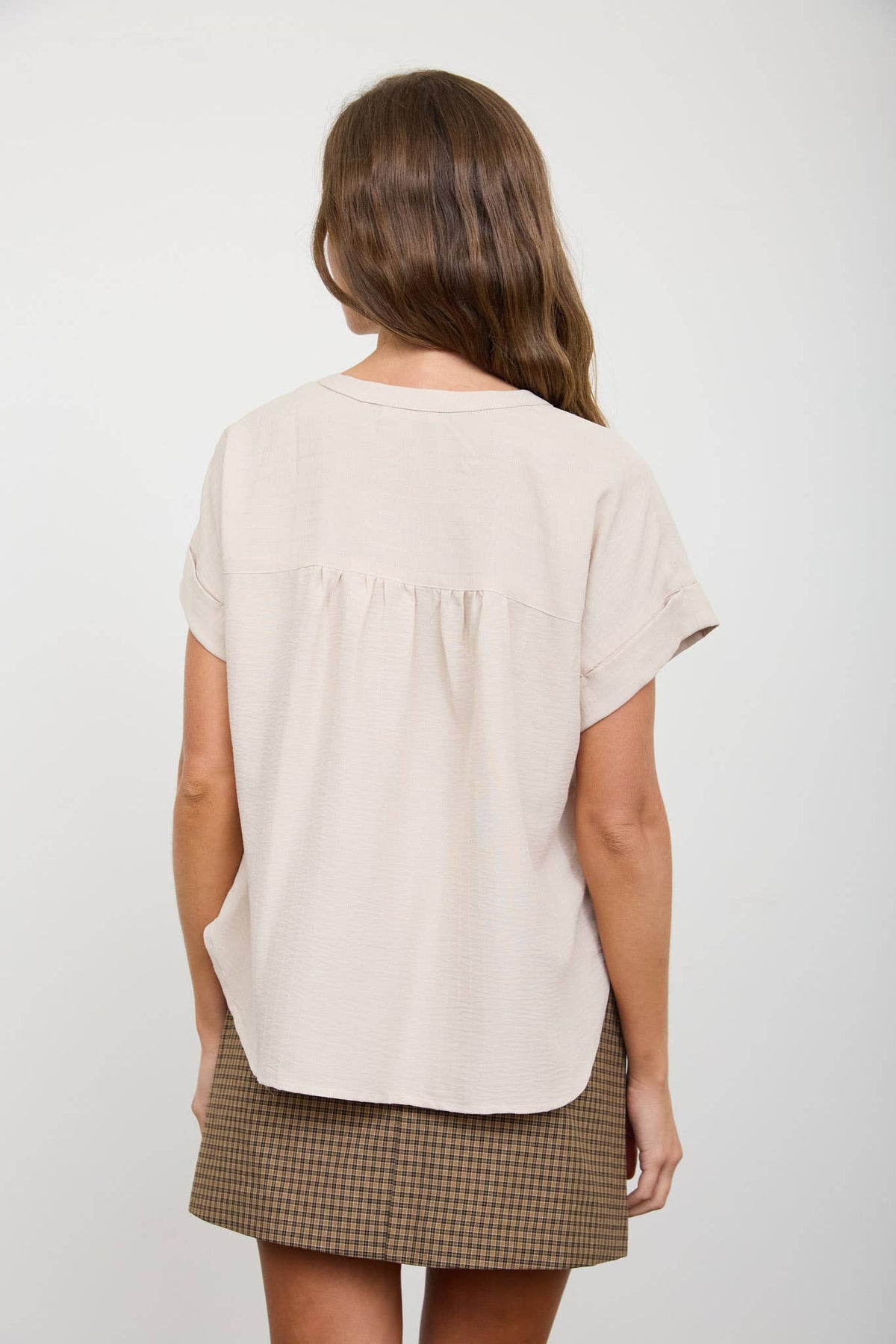 Stripe Textured Button Top