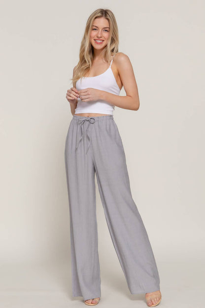 Elastic Waistband Flowy Pants