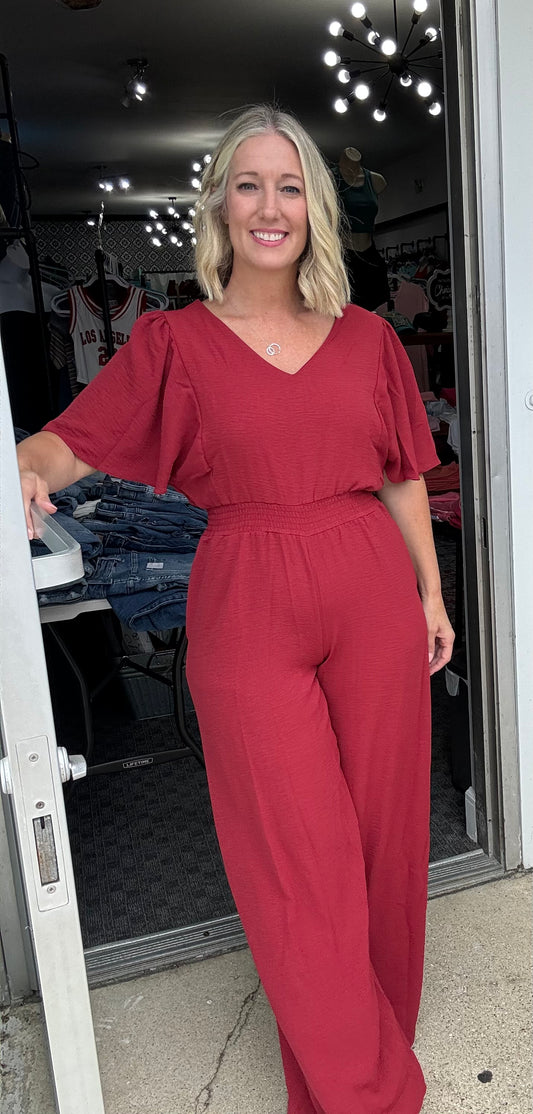 Stunning Wide Leg Jumpsuit W/Pockets