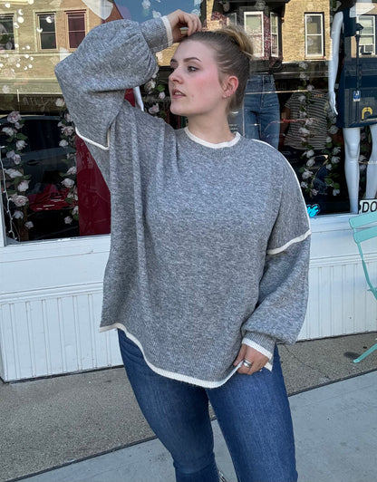 Oversized Grey Contrast Sweater