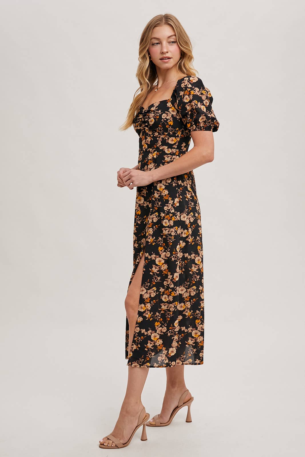 Floral Sweetheart Neck Maxi Dress