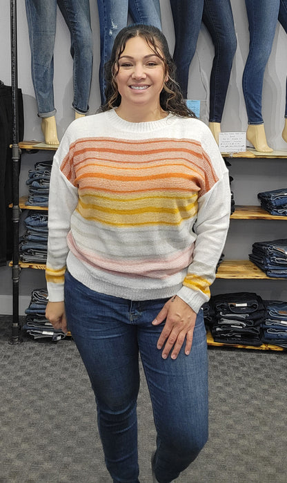 Multicolor Stripe Long Sleeve Sweater