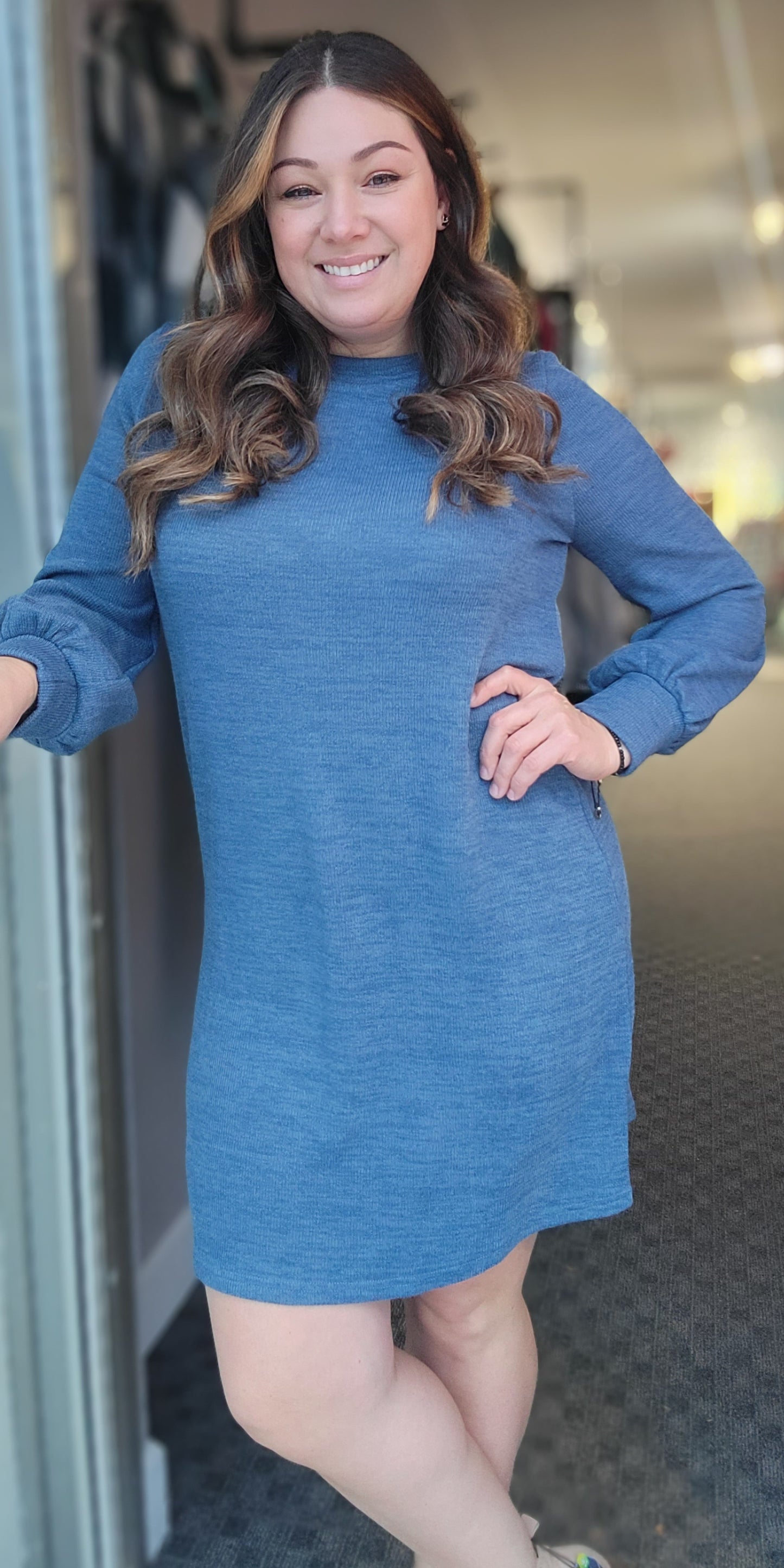 Teal Blue Sweater Dress