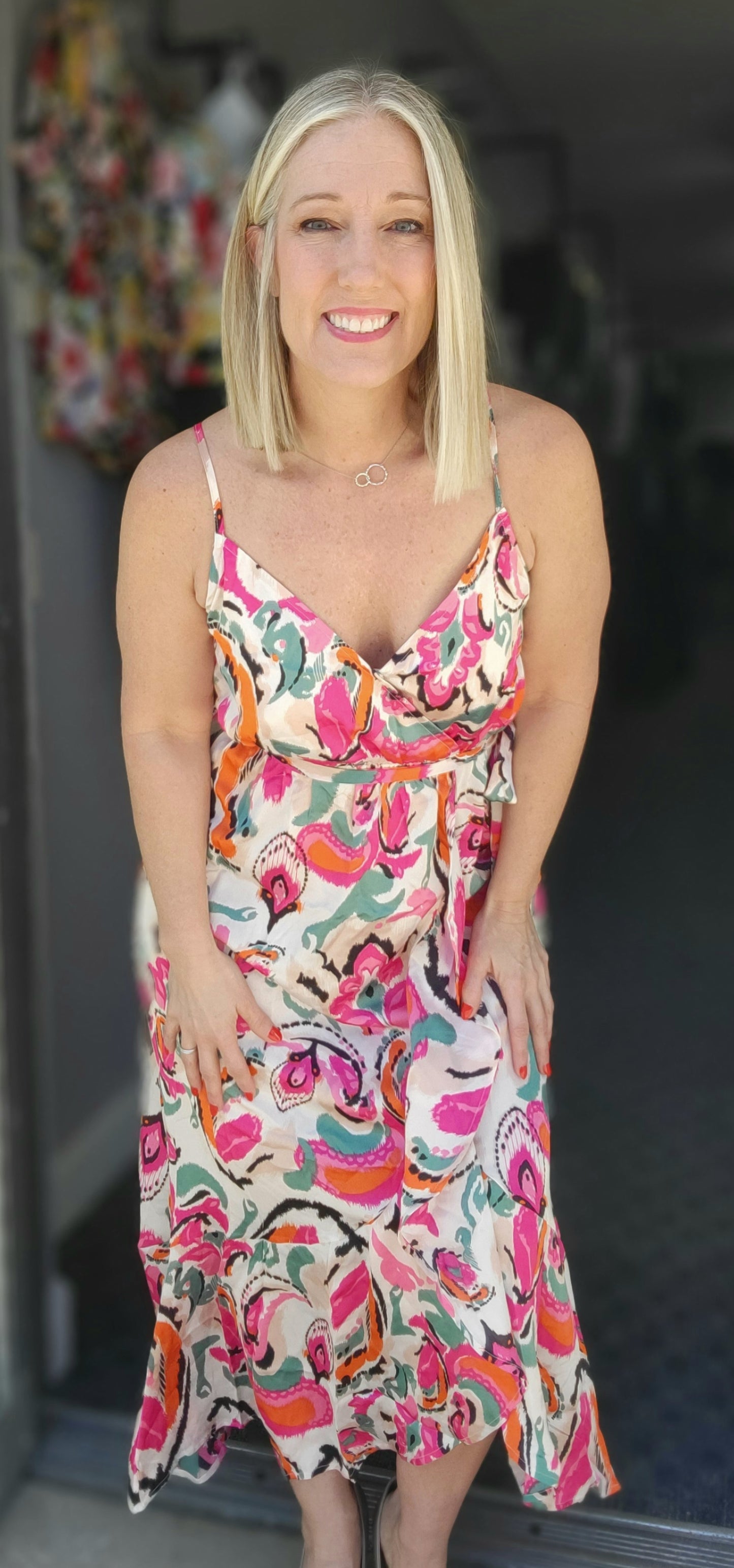 Pink and Orange Floral Maxi