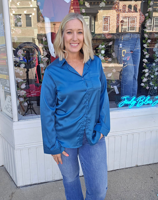 Silky Button Down Blouse