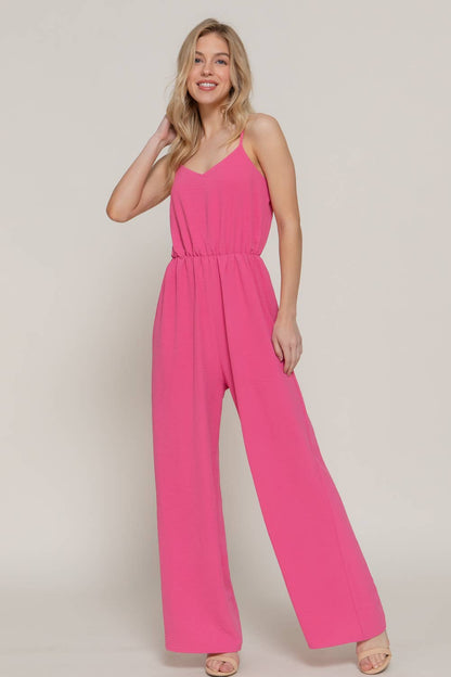Pink Woven Cami Jumpsuit