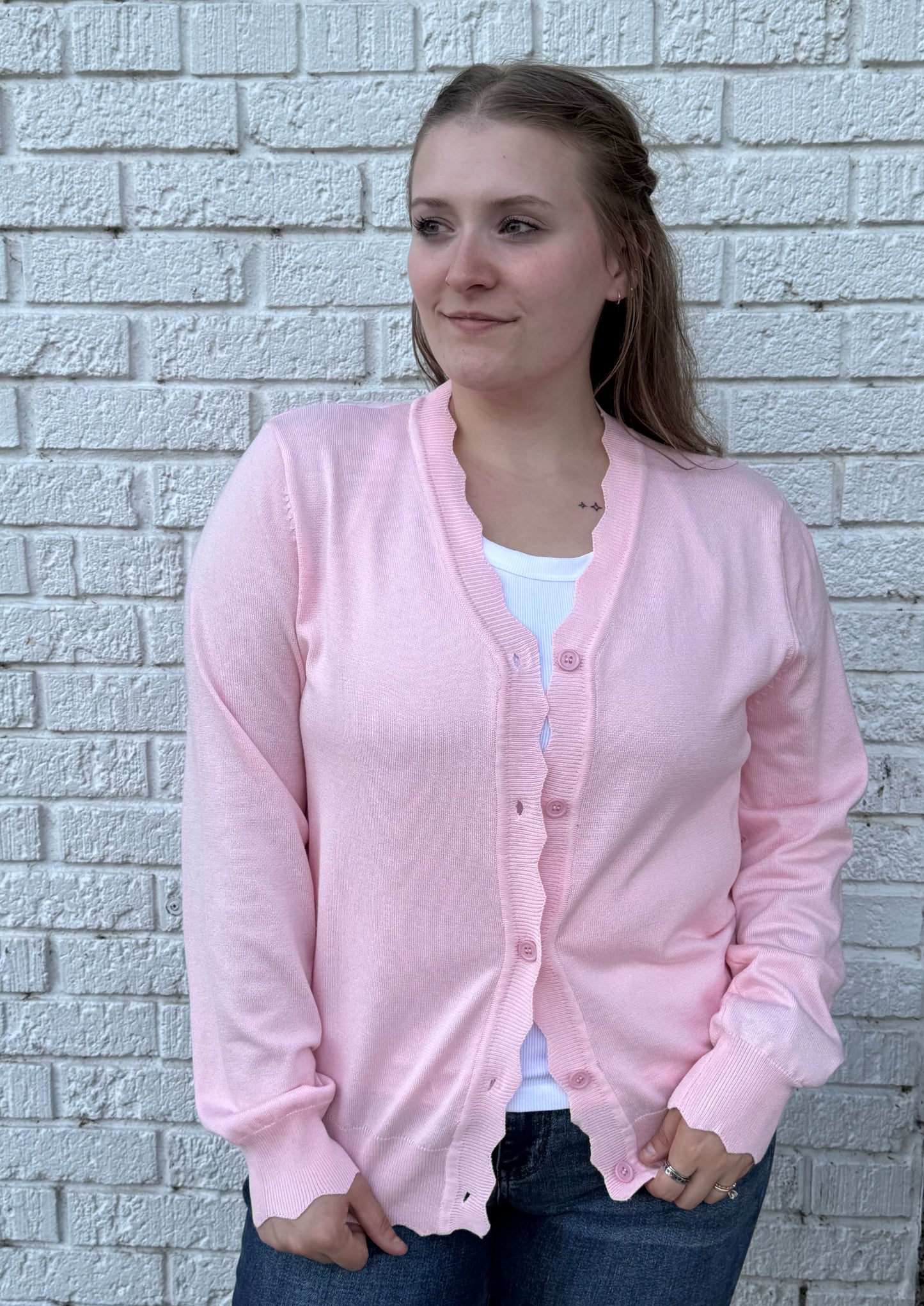 Lightweight Scalloped Cardigan