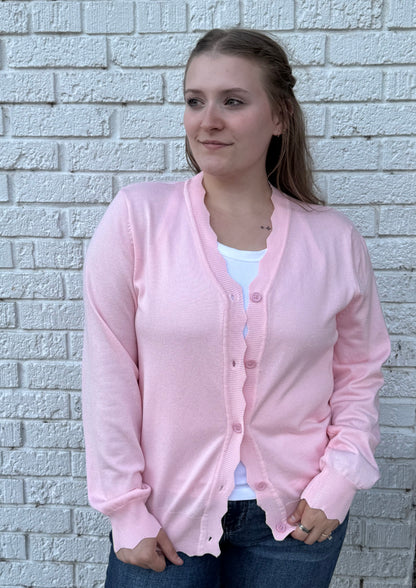Lightweight Scalloped Cardigan