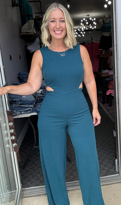 Sexy Sleeveless Jumpsuit W/Waist Cut Out