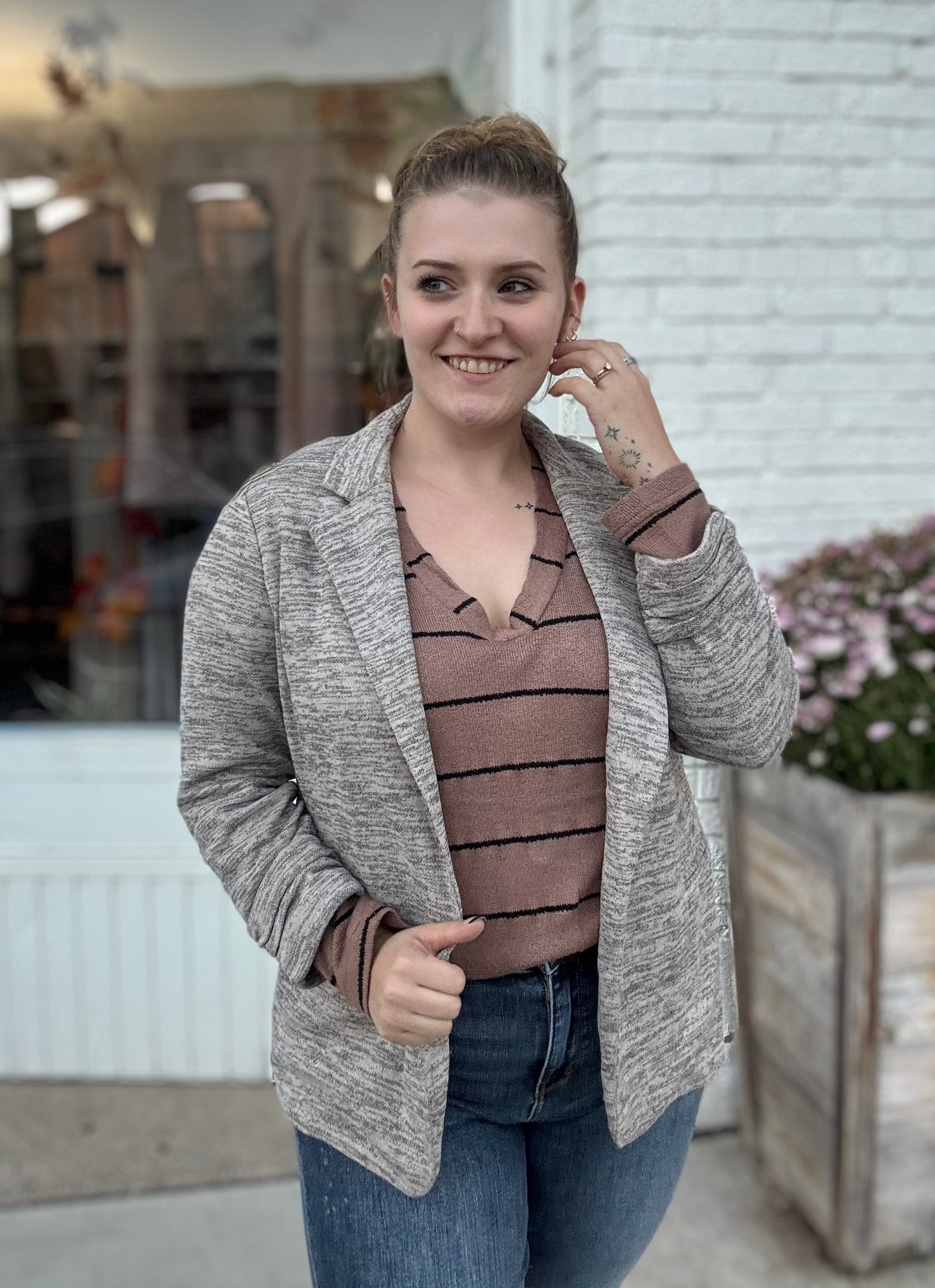 Classy Knit Toffee Blazer