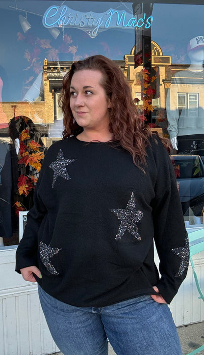 Plus/Reg Star Sequins Sweater