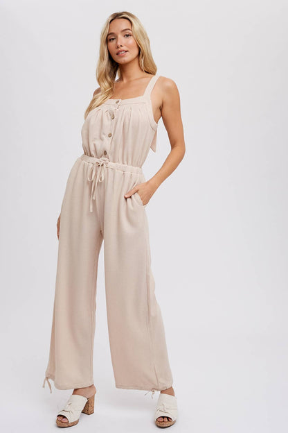 Waffle Knit Wide Leg Jumpsuit