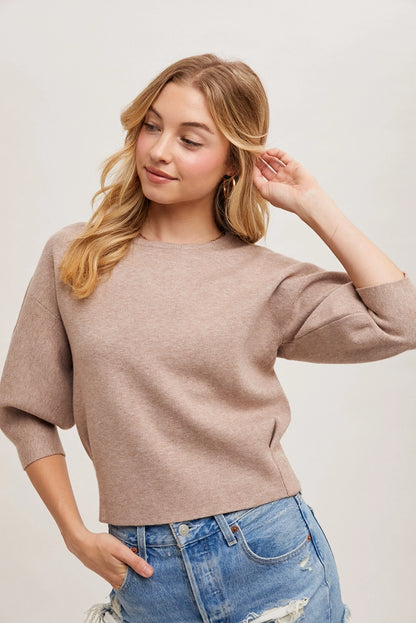 Puffed Sleeve Knit Top