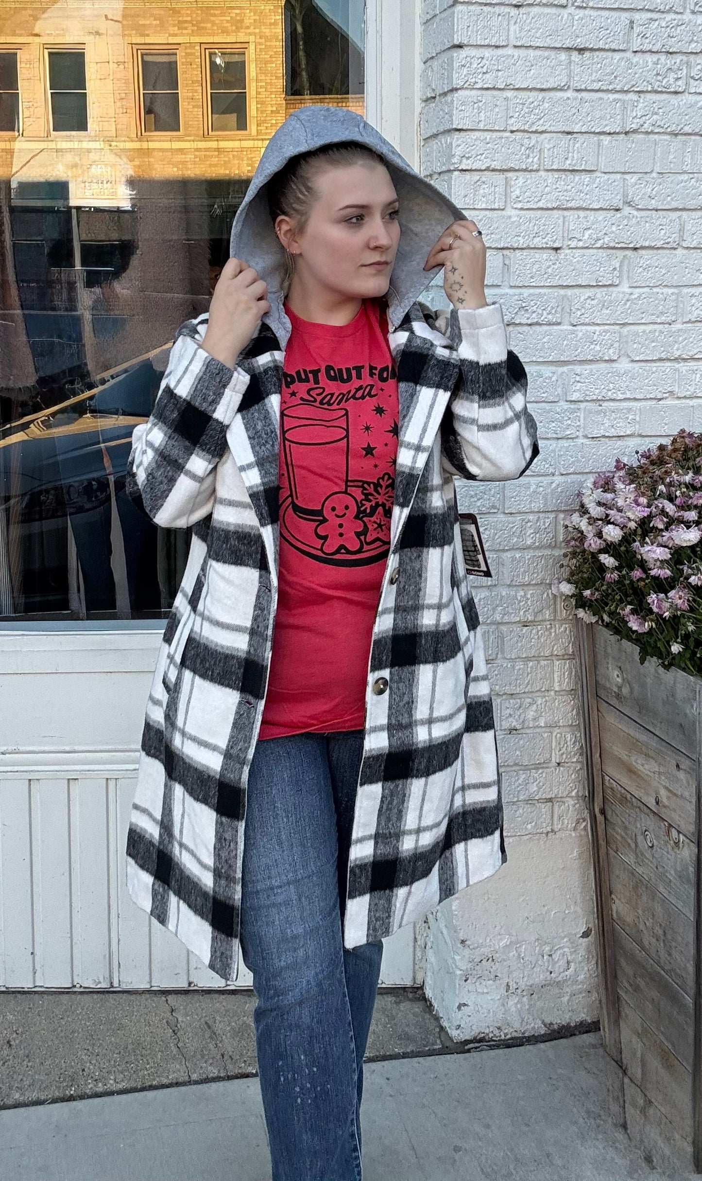 Stylish Plaid Pea Coat