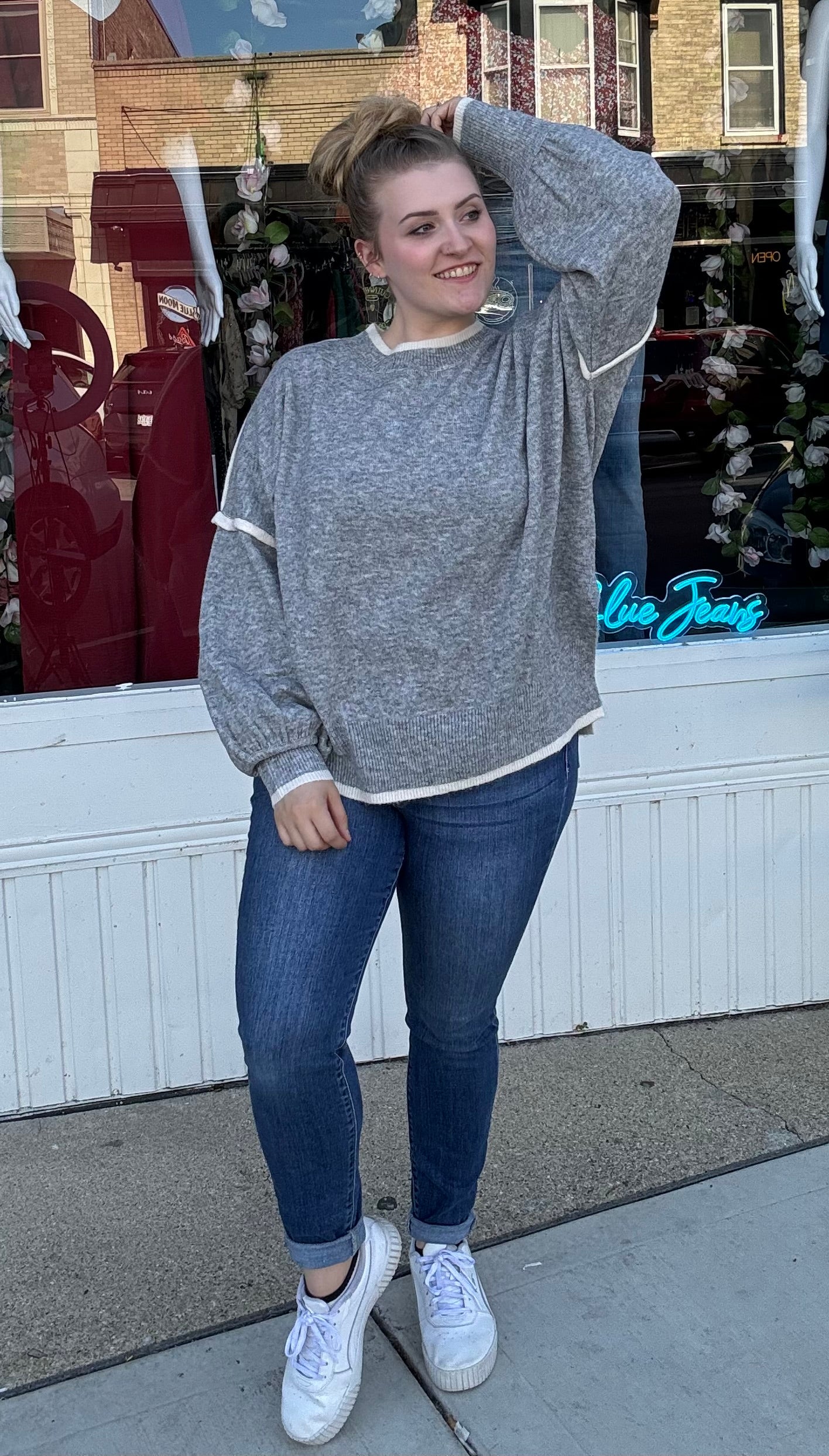 Oversized Grey Contrast Sweater